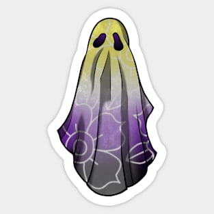 Nonbinary Pride Flowery Ghost Sticker